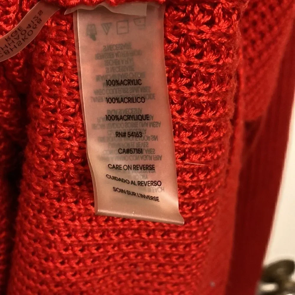 Red Waffle Knit Calvin Klein Cowlneck Sweater